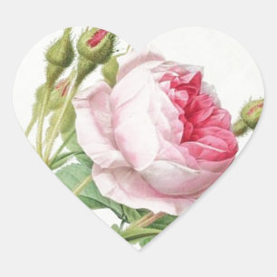 Redoute Vintage Rose Heart Shape Stickers