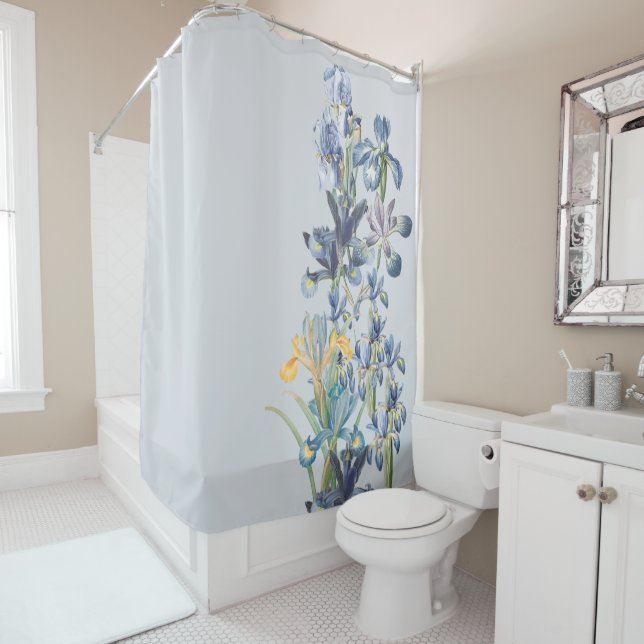 Redoutes Blue Iris Flowers Floral Garden Shower Curtain (In Situ)