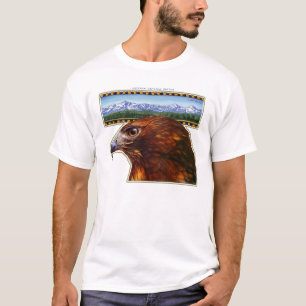 redtail hawk and snowy mountains T-Shirt