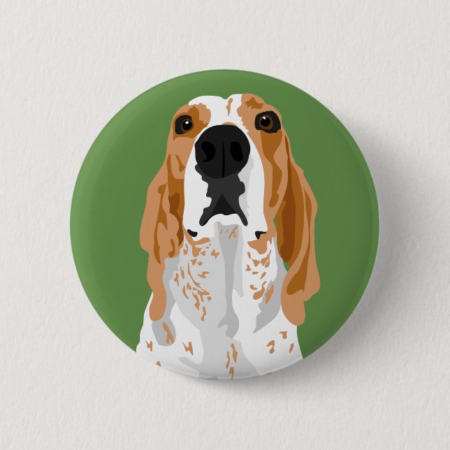 Redtick coonhound head  button (Front)