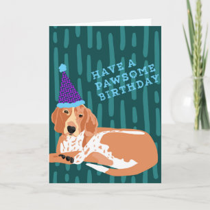 Redtick Coonhound Pawsome Birthday Card