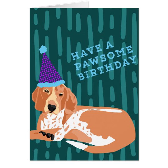 Redtick Coonhound Pawsome Birthday Card