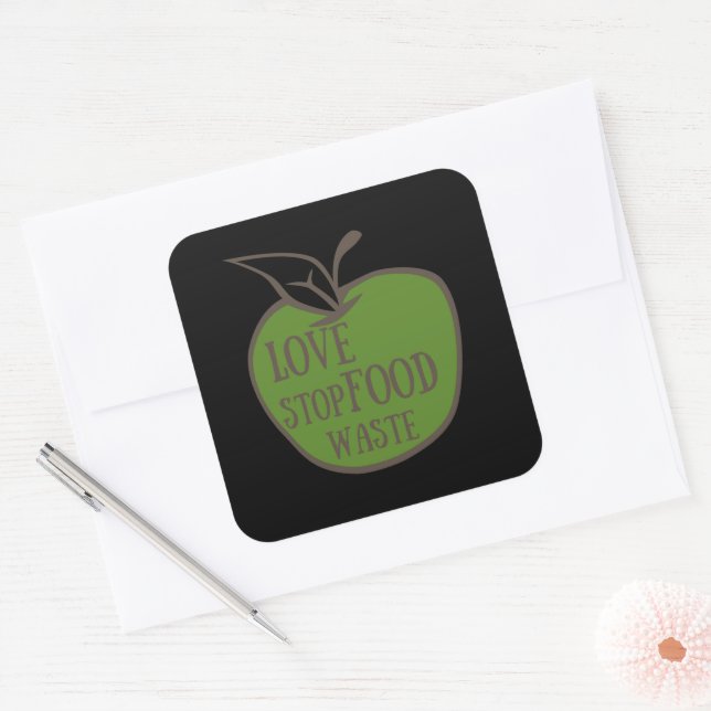 Reduce food waste recycling eco friendly square sticker (Envelope)