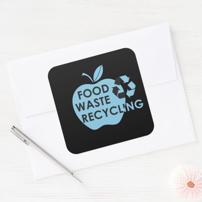 Reduce food waste recycling eco friendly square sticker (Envelope)