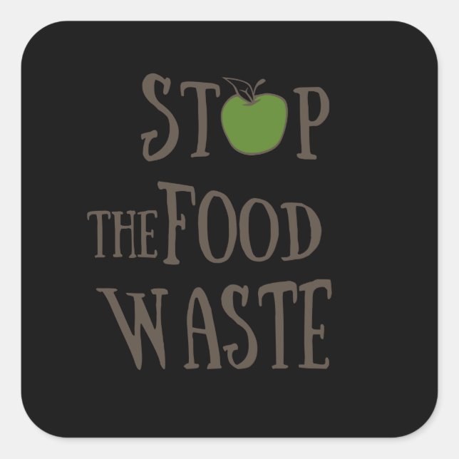 Reduce food waste recycling eco friendly square sticker (Front)