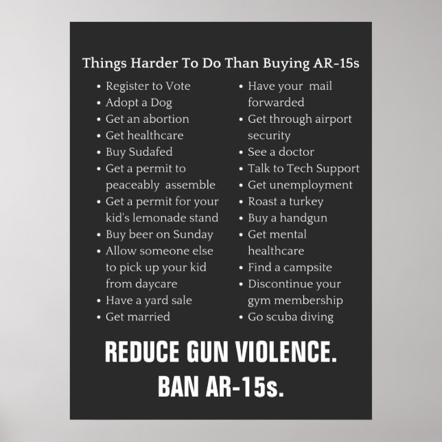 Reduce Gun Violence Ban AR-15 Poster (Front)