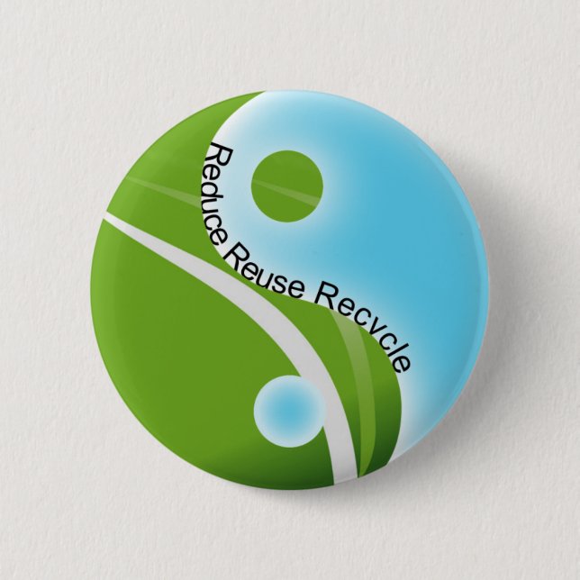 reduce reuse recycle 6 cm round badge (Front)