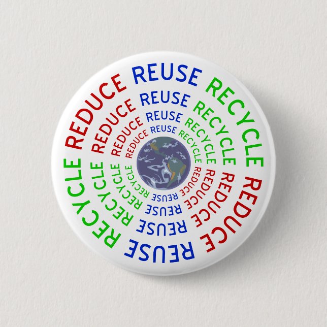 Reduce, Reuse, Recycle 6 Cm Round Badge (Front)