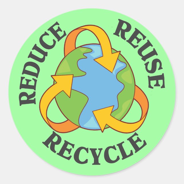 Reduce Reuse Recycle Classic Round Sticker (Front)