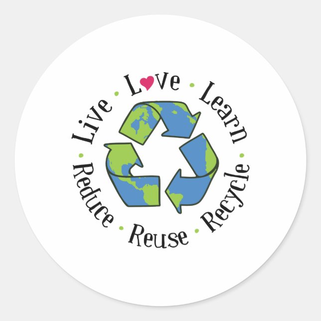 Reduce Reuse Recycle Classic Round Sticker (Front)