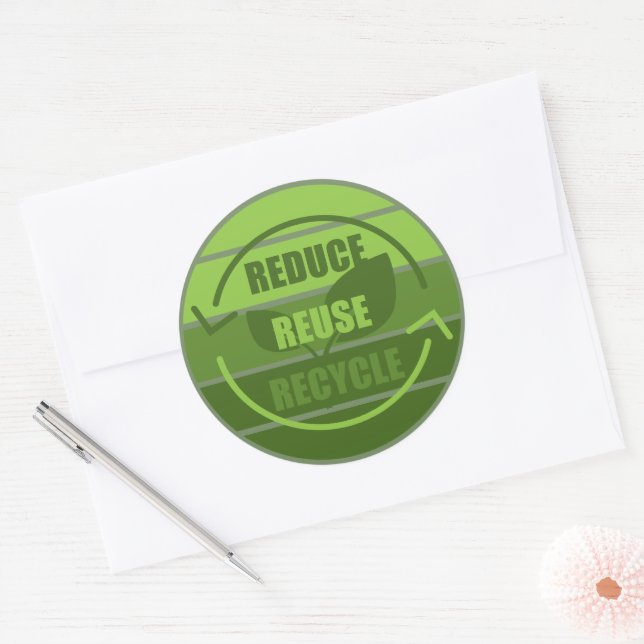Reduce reuse recycle classic round sticker (Envelope)