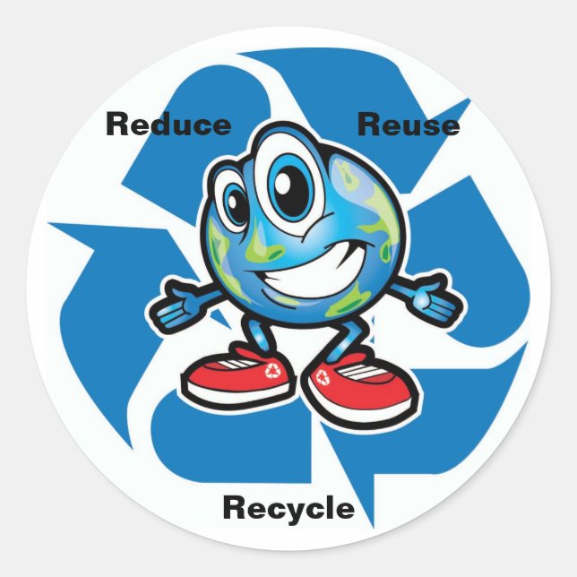 Reduce, Reuse, Recycle Classic Round Sticker (Front)