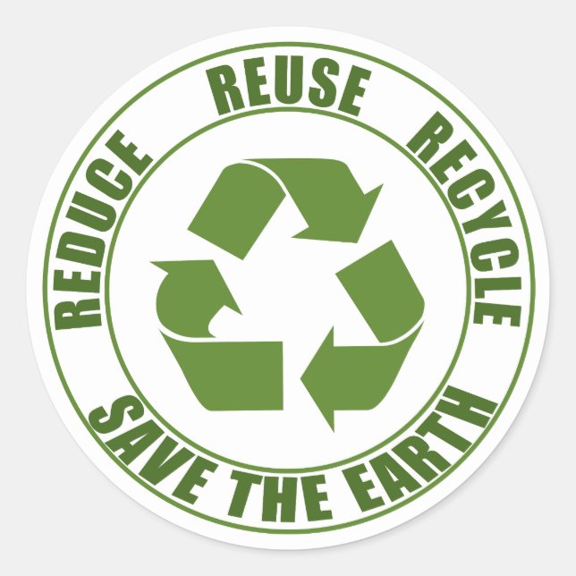 Reduce reuse recycle classic round sticker (Front)