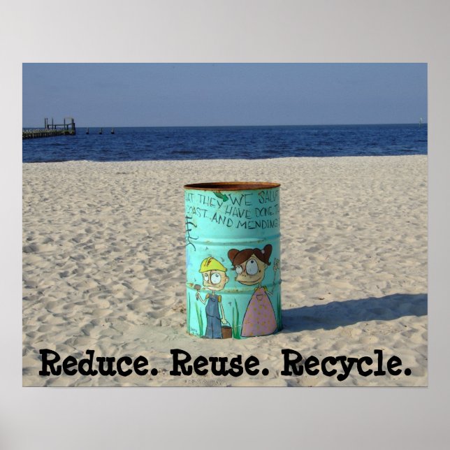Reduce reuse recycle clean beach poster (Front)
