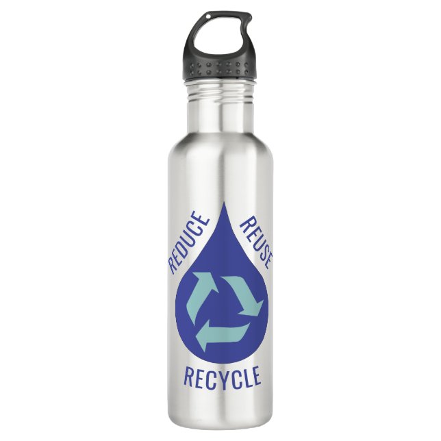 Reduce Reuse Recycle Drop Of Water  710 Ml Water Bottle (Front)