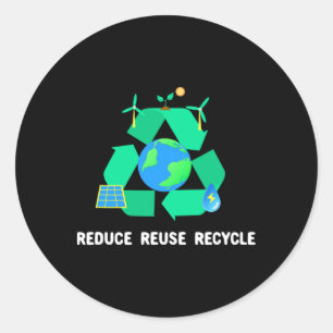 Reduce Reuse Recycle Earth Day Classic Round Sticker