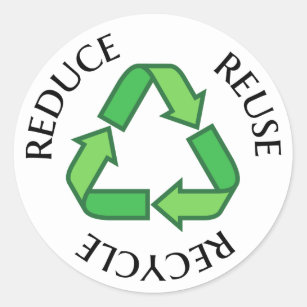 Reduce reuse recycle green recycling symbol classic round sticker