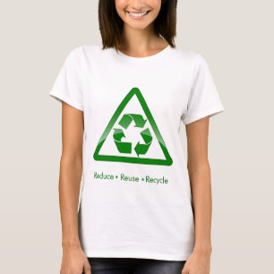 "reduce reuse recycle" green symbol shirt