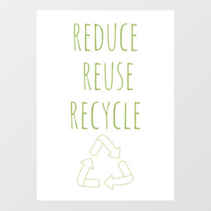 Reduce Reuse Recycle Healthy Food   Eco Green  Win Window Cling