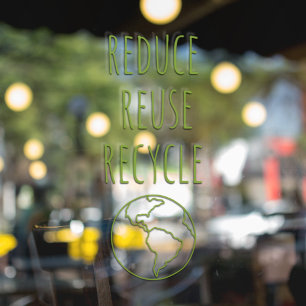 Reduce Reuse Recycle Healthy Food   Eco Green  Win Window Cling