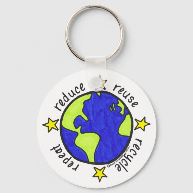 Reduce Reuse Recycle Repeat Key Ring (Front)