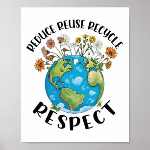 Reduce Reuse Recycle Respect Earth Day Teacher Gir Poster