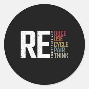 Reduce Reuse Recycle Rethink Repair Earth Day Envi Classic Round Sticker