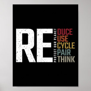 Reduce Reuse Recycle Rethink Repair Earth Day Envi Poster