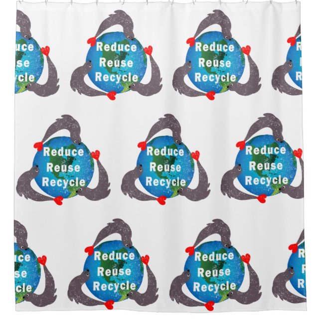Reduce Reuse Recycle Shower Curtain (Front)