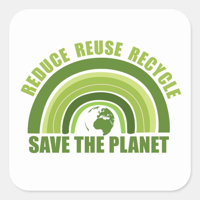 Reduce reuse recycle square sticker (Front)