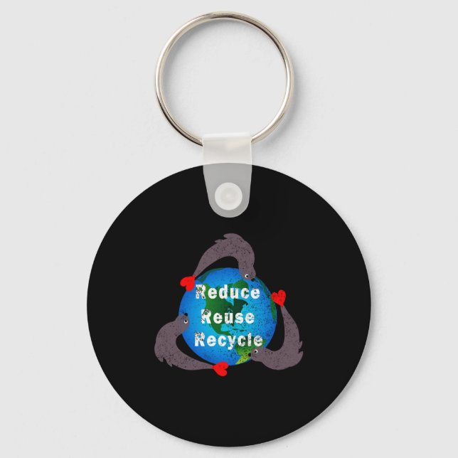 Reduce Reuse Recycle T Shirt  Key Ring (Front)