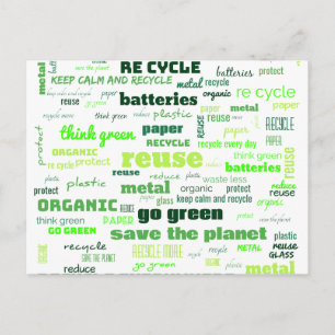 Reduce, Reuse, Recycle Word Cloud Postcard