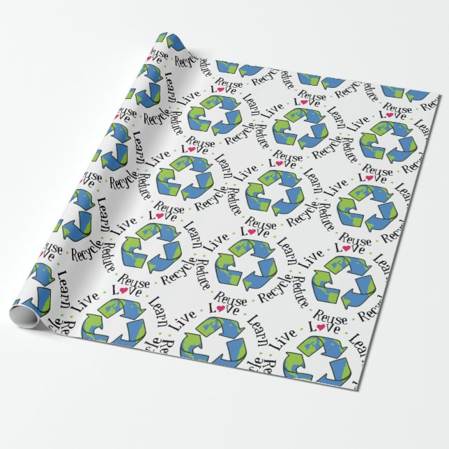 Reduce Reuse Recycle Wrapping Paper (Unrolled)