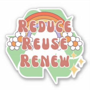 Reduce Reuse Renew 70s Hippie Recycling
