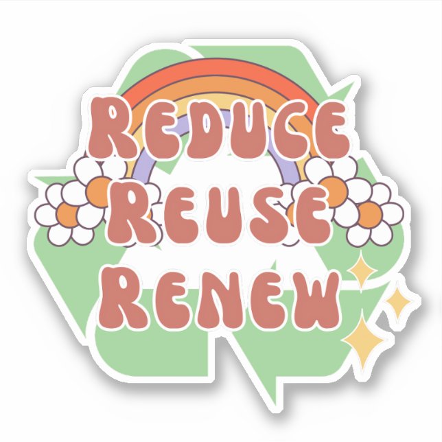 Reduce Reuse Renew 70s Hippie Recycling (Front)