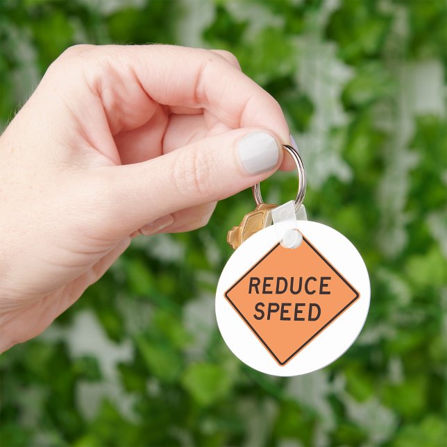 Reduce Speed Orange Diamond Road Sign Key Ring (Creator Uploaded)