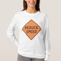Reduce Speed Orange Diamond Road Sign