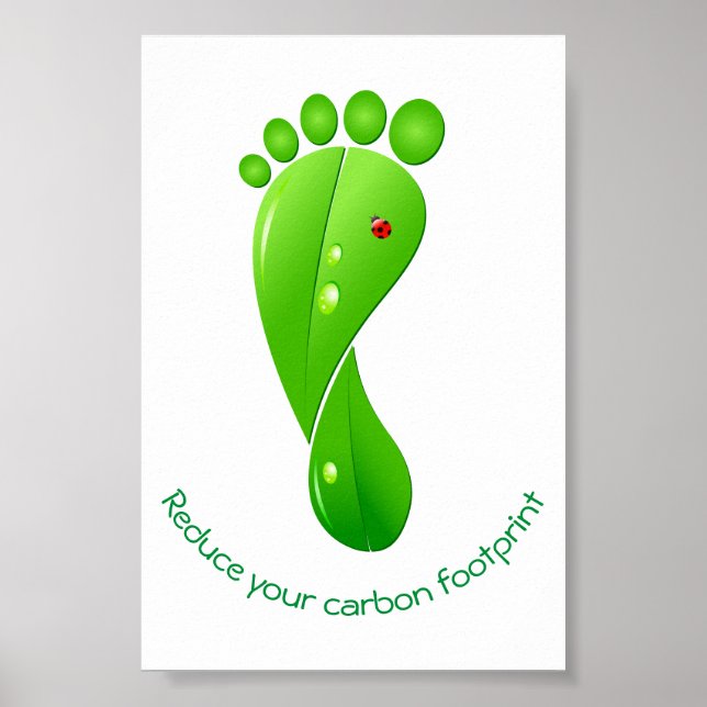 Reduce your carbon footprint green ecological poster (Front)