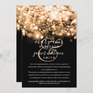 Reduced / Changed Wedding Gold Sparkling Lights Invitation