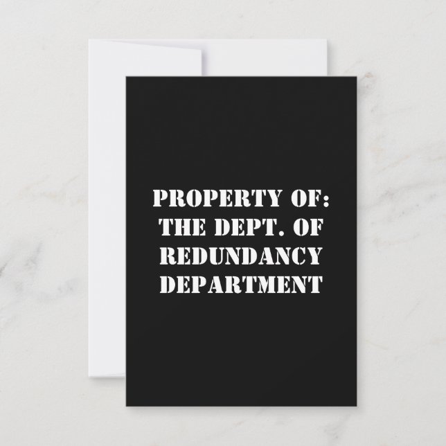 Redundancy Department Property Announcement (Front)