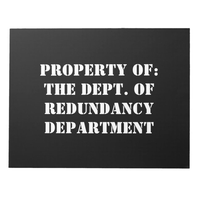 Redundancy Department Property Notepad (Front)