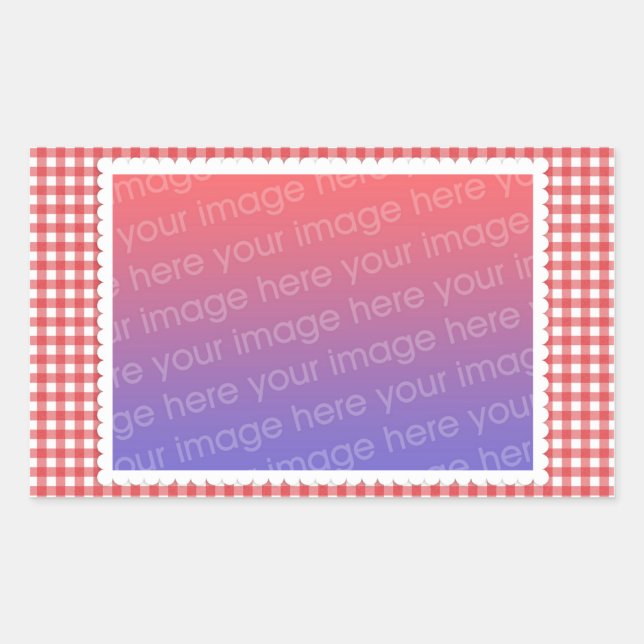RedWhite Gingham Horizontal Photo Template Sticker (Front)