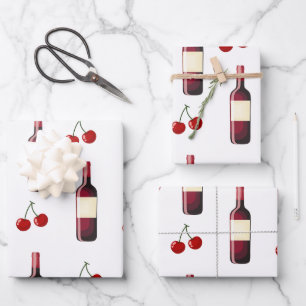 Redwine and Cherry Wrapping Paper Sheet