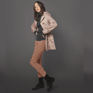 Redwood Antique Brass Houndstooth Patterned Plaid  Leggings