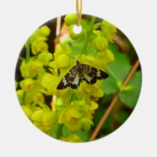 Redwood Butterfly and Oregon Grape Wildflowers Ceramic Tree Decoration