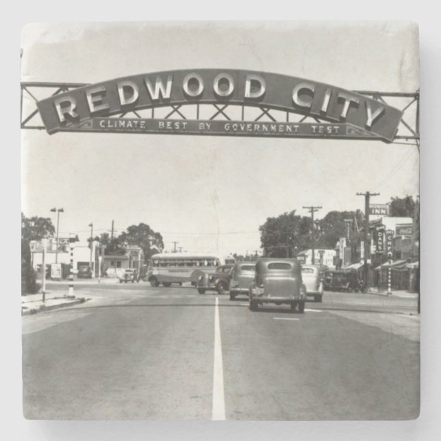 Redwood City 150th Anniversary Stone Coaster (Front)