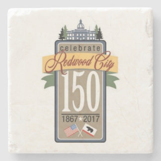 Redwood City 150th Anniversary Stone Coaster
