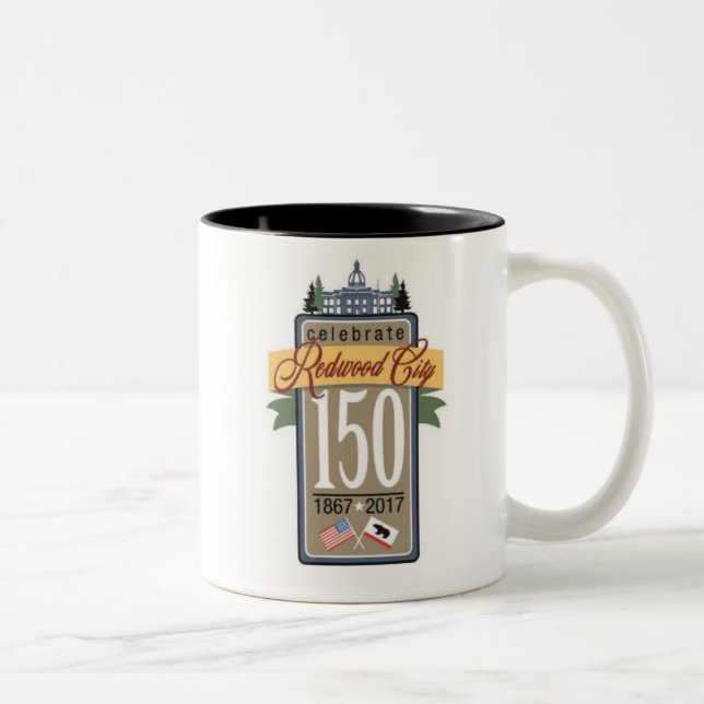 Redwood City 150th Anniversary Two-Tone Coffee Mug (Right)