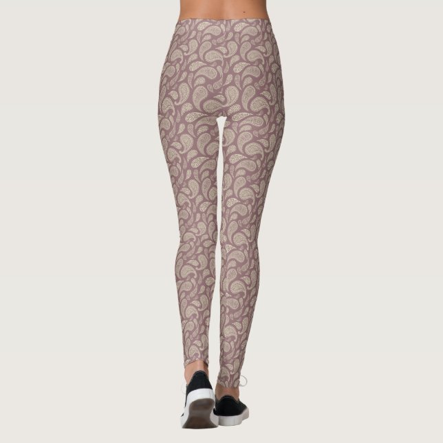 Redwood-Cream Paisley Pattern Leggings (Back)