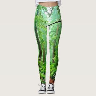 Redwood Forest Misty Tranquility Design Leggings